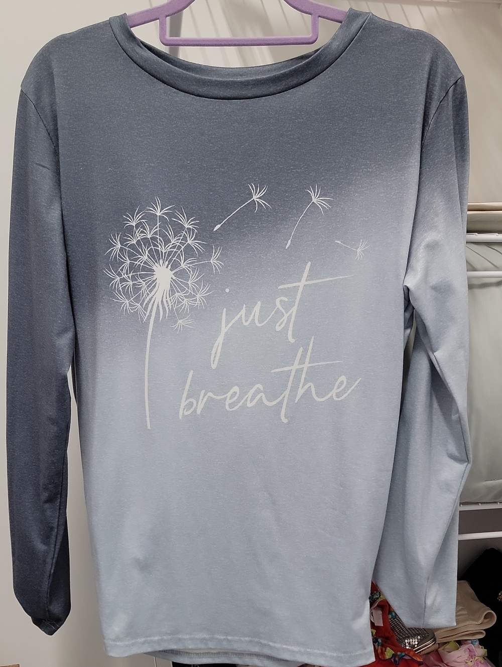 Just Breathe Ombre Long-Sleeve Women's Top - Light Blue